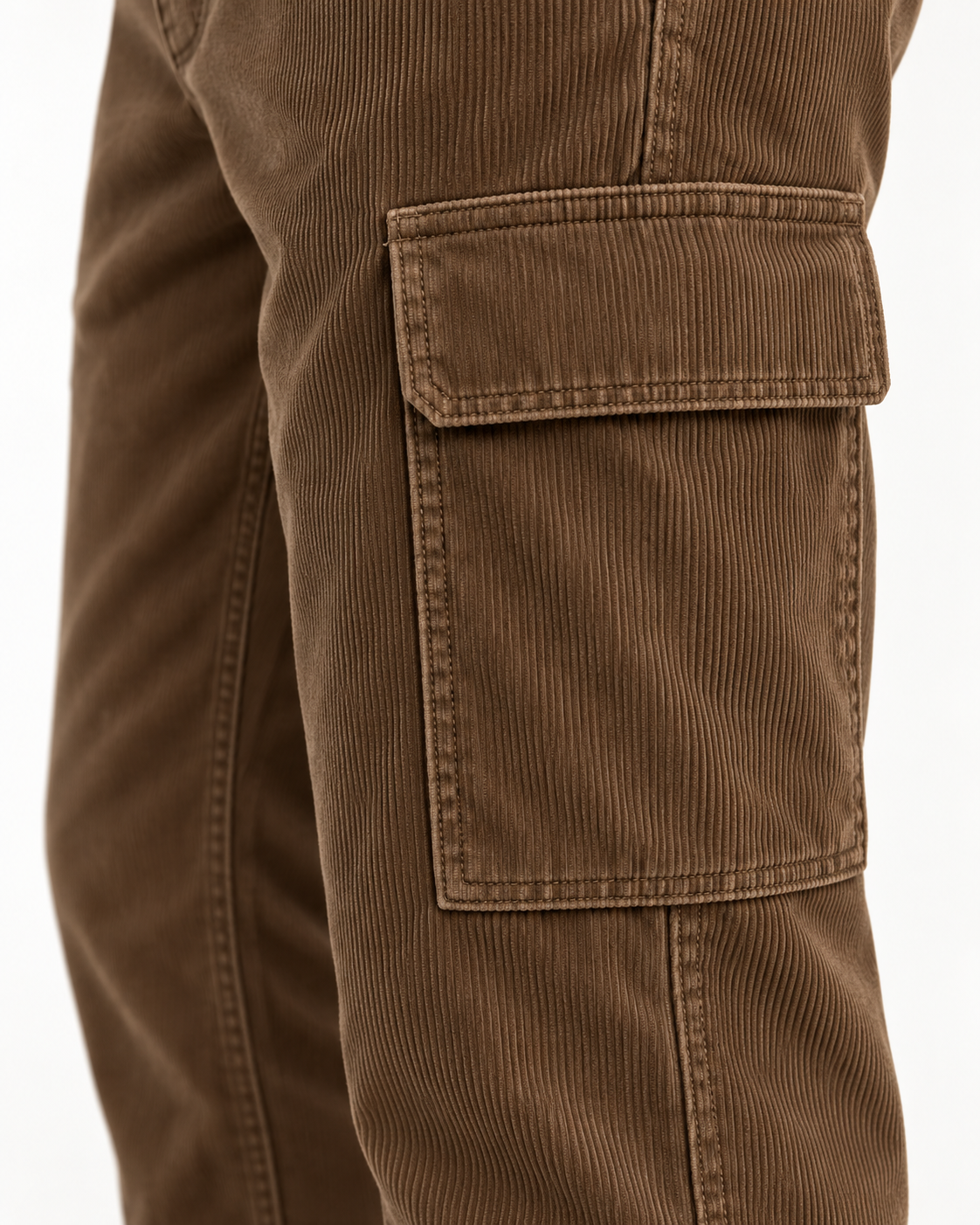 Cargo Trousers Rugged Heritage in tobacco brown, cargo pocket detail