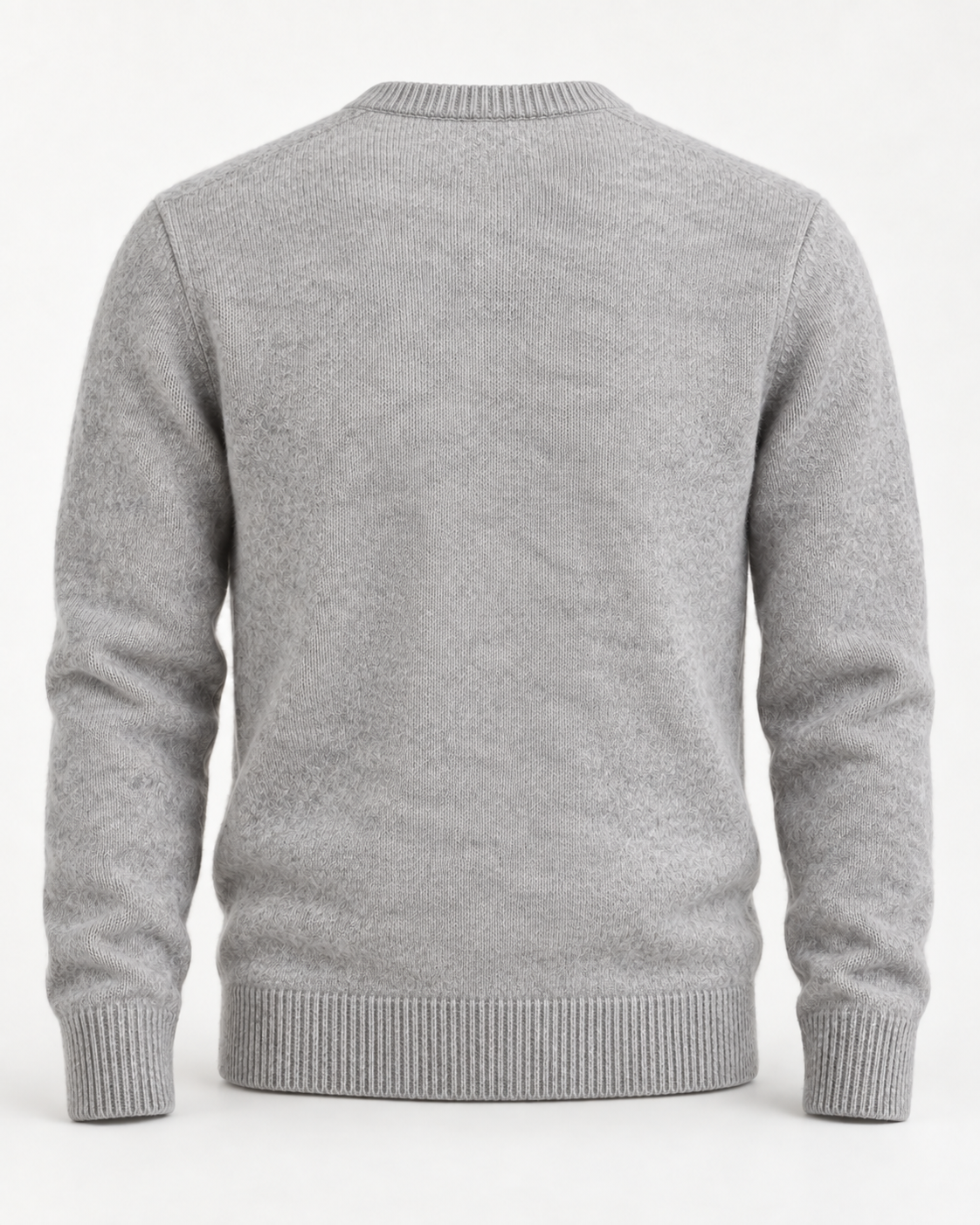 Crewneck Sweater Soft Heritage in light heather grey, back view