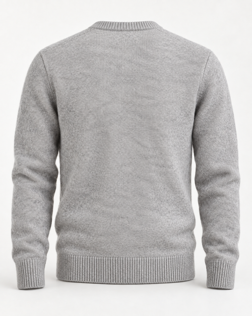 Crewneck Sweater Soft Heritage in light heather grey, back view