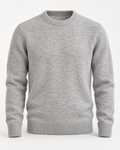Crewneck Sweater Soft Heritage in light heather grey, front view