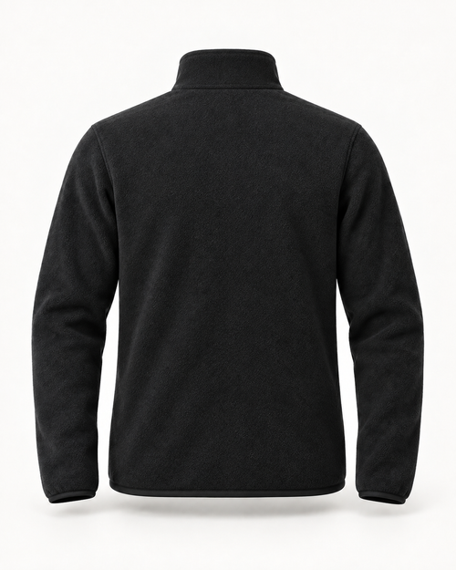 Fleece Jacket Alpine Refined in charcoal black, back view