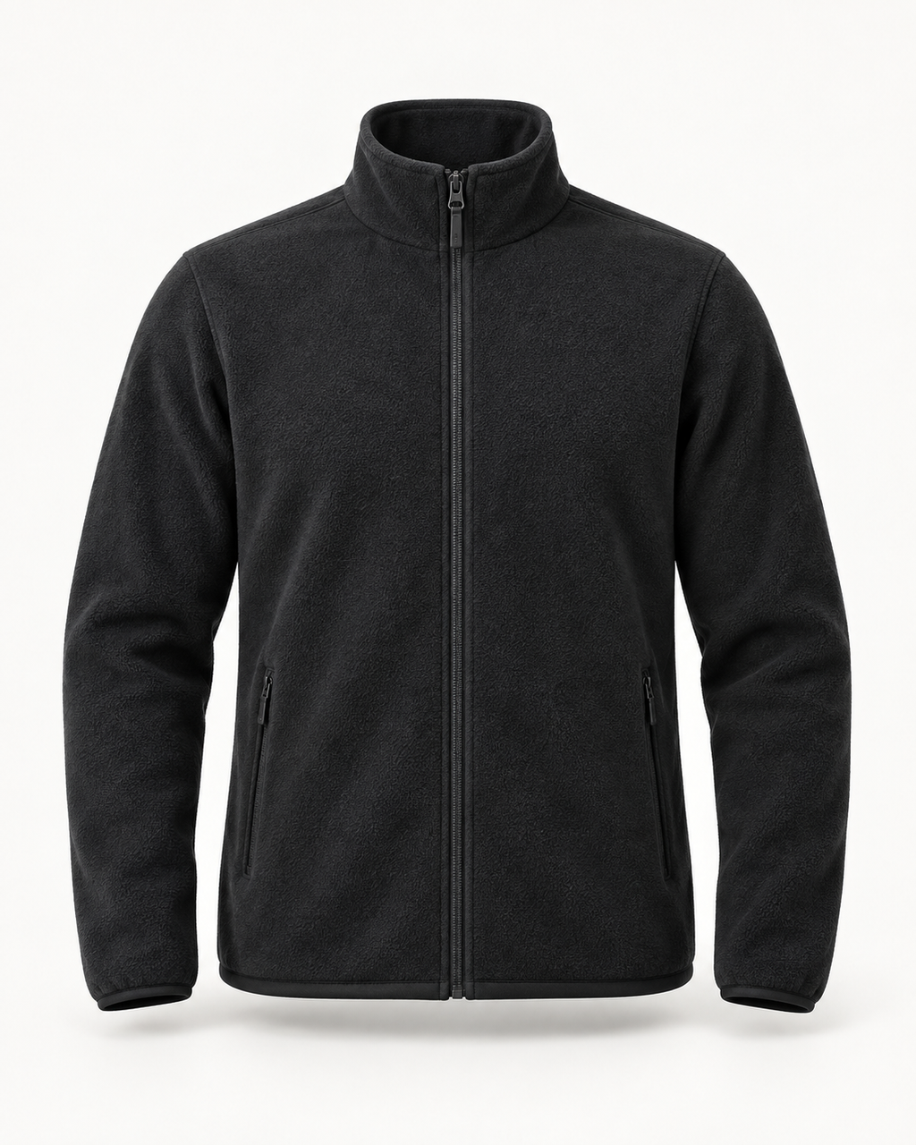 Fleece Jacket Alpine Refined in charcoal black, front view