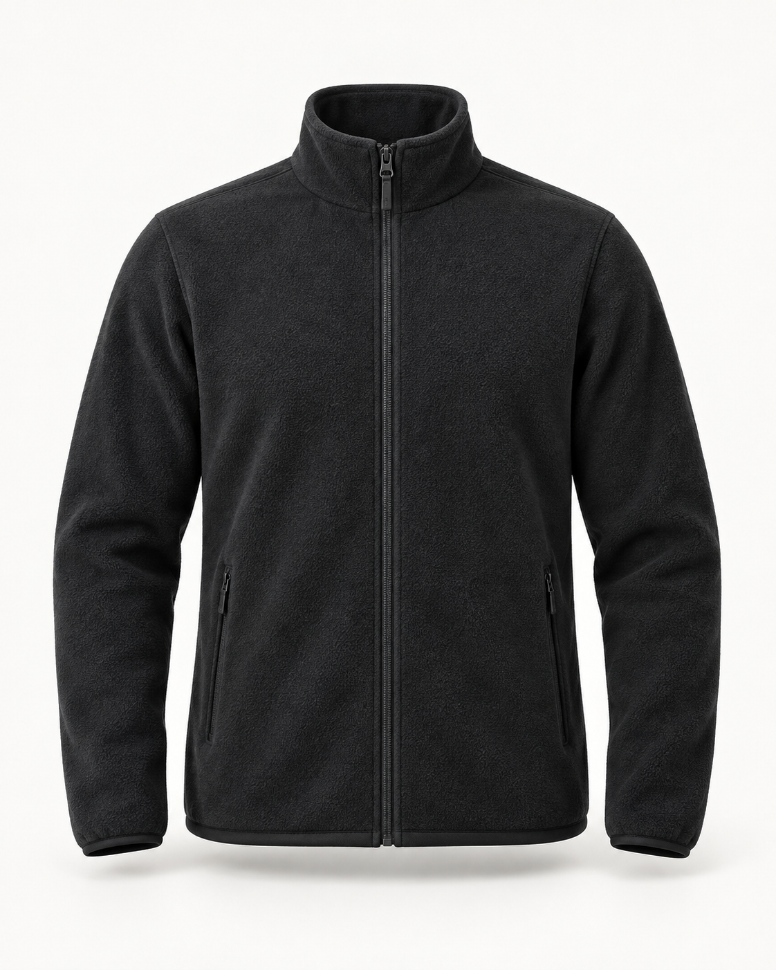 Fleece Jacket Alpine Refined in charcoal black, front view