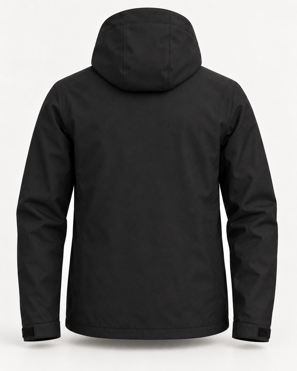 Hooded Jacket Urban Shelter in deep black, back view