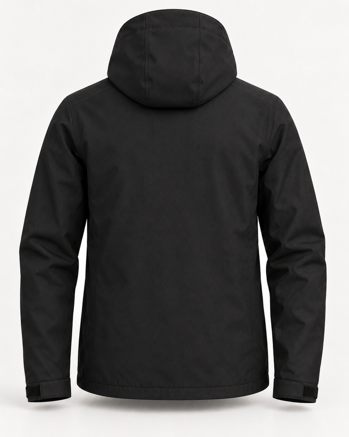 Hooded Jacket Urban Shelter in deep black, back view