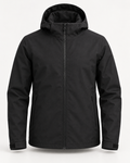 Hooded Jacket Urban Shelter in deep black, front view