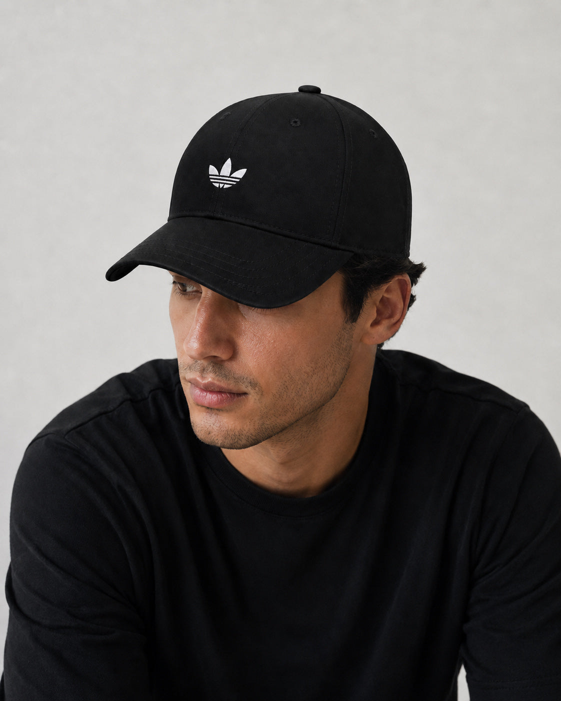 KELDEN classic black streetwear baseball cap with embroidered front detail