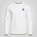 KELDEN men's classic white crewneck sweatshirt with black and gold contrast trim
