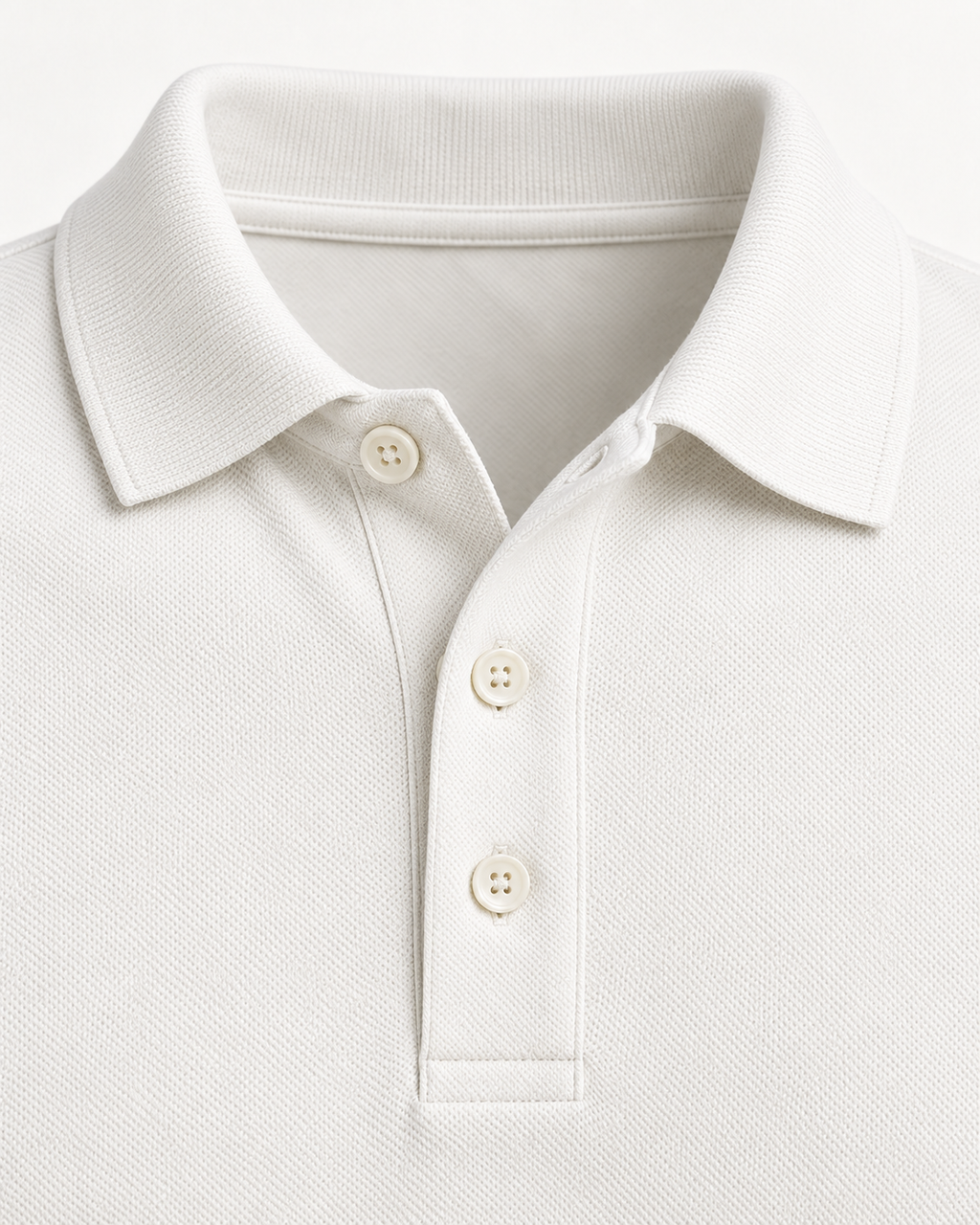 Long-Sleeve Polo Classic Revival in off-white, polo collar and button detail