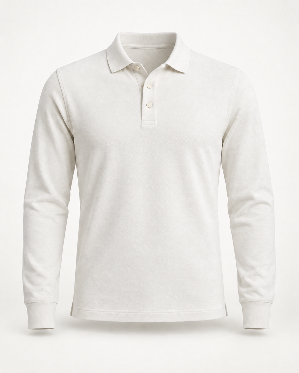 Long-Sleeve Polo Classic Revival in off-white, front view