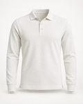 Long-Sleeve Polo Classic Revival in off-white, front view