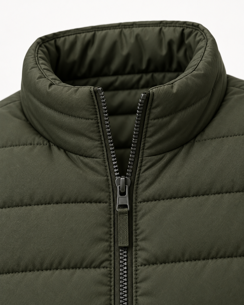 Quilted Jacket Light Urban in dark olive, stand collar and zip detail