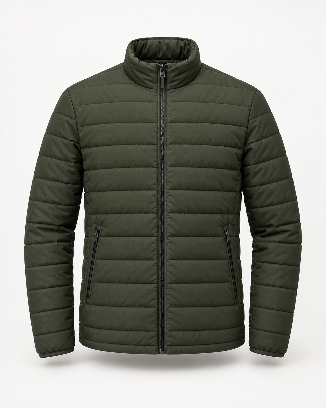 Quilted Jacket Light Urban in dark olive, front view
